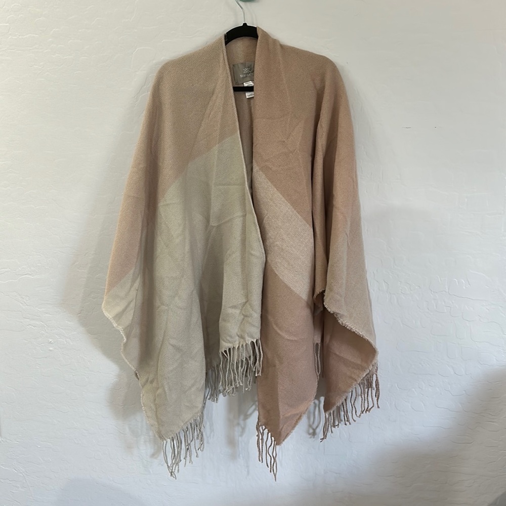 Pink and tan neutral shawl